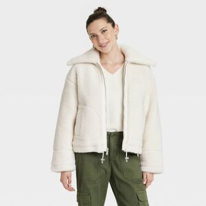 Women's Faux Shearling Coat - Universal Thread Cream XS